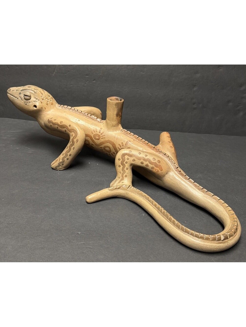 Vintage Puebla Mexican Iguana Lizard Candelabrum Candle Holder Terracotta Huge!